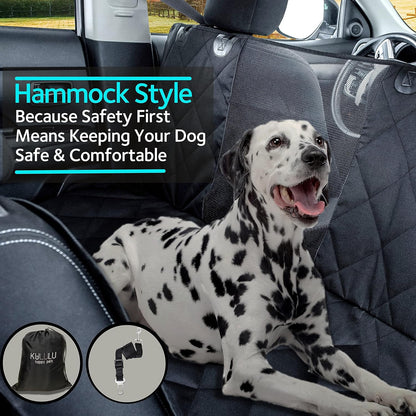 Dog Car Seat Cover - 100% Waterproof Hammock with Mesh Window, Scratchproof, Durable (Black, Standard (54" W X 58" L))